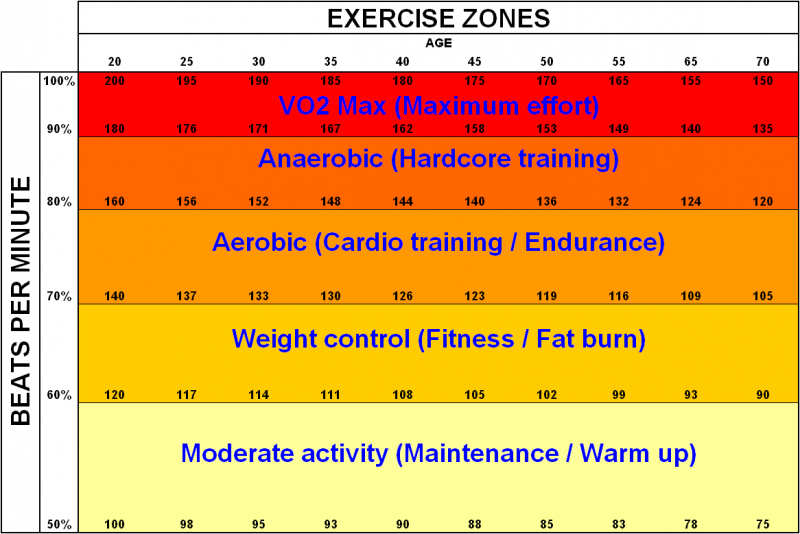 Exercise zones VO2 Max