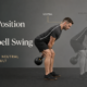 Kettlebell swing neck position comparison showing a neutral spine versus looking forward with cervical extension.