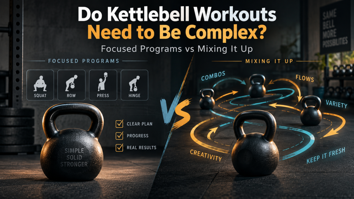 Do Kettlebell Workouts Need to Be Complex? Focused programs (squat, row, press, hinge) versus mixing it up with combos, flows and variety